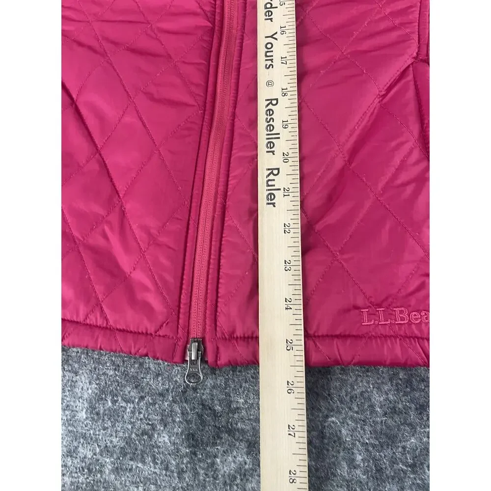 LL Bean Jacket Women’s Medium Pink Windbreaker Pockets Lined Fur N313